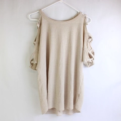 Fantastic Fawn Beige Cold-Shoulder Short-Sleeved Top Women's Medium