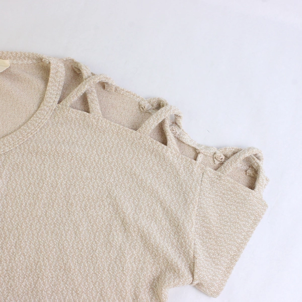 Fantastic Fawn Beige Cold-Shoulder Short-Sleeved Top Women's Medium