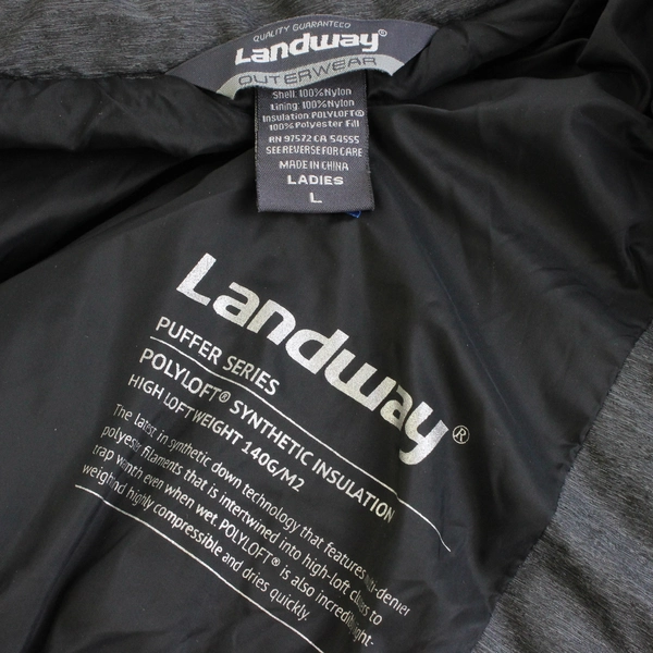 Landway Outerwear Oregon State Embroidered Gray Puffer Vest Women's Large