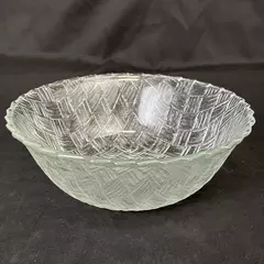 Vintage Indiana Glass Weavetex Clear Large 9 Inch Basket Weave Bowl