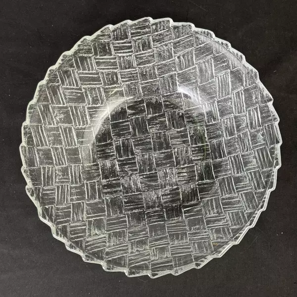 Vintage Indiana Glass Weavetex Clear Large 9 Inch Basket Weave Bowl