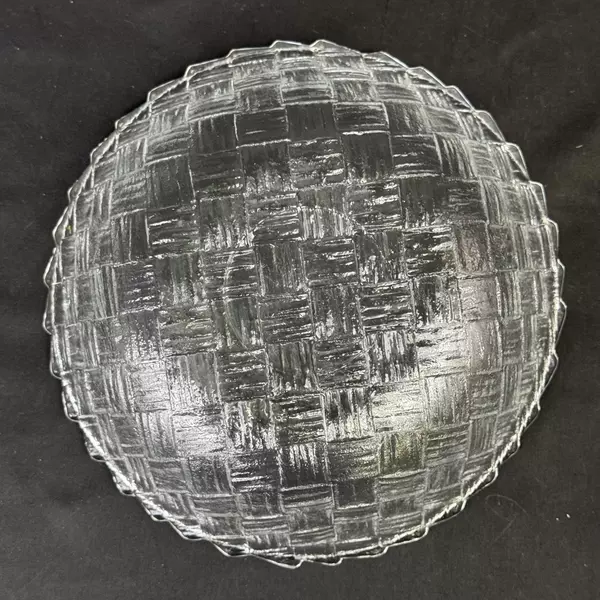 Vintage Indiana Glass Weavetex Clear Large 9 Inch Basket Weave Bowl