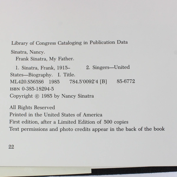 Frank Sinatra My Father By Nancy Sinatra 1985 Hardcover Doubleday Inc