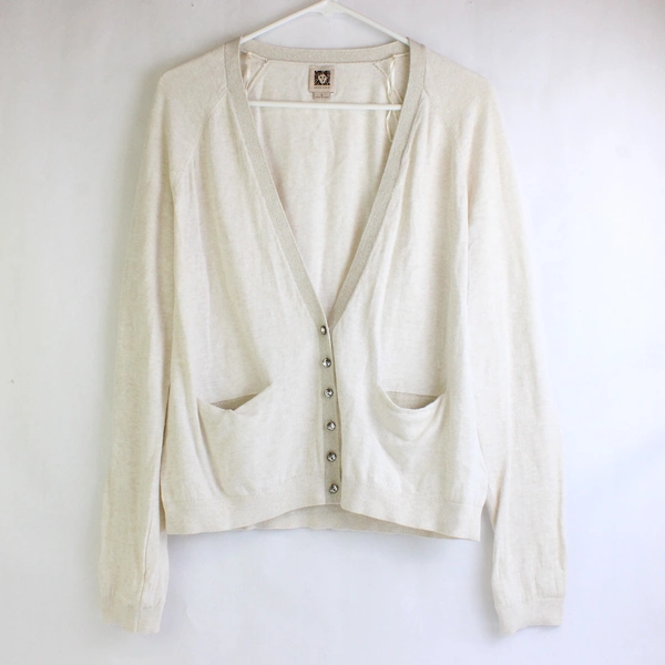 Anne Klein Cream Button-Front Cardigan Women's Size Large