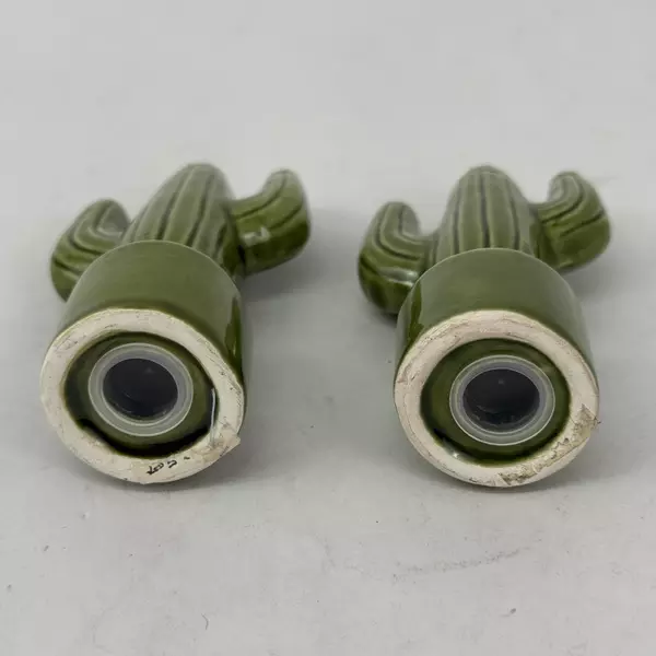 Vintage Green Ceramic Cactus Salt And Pepper Shakers