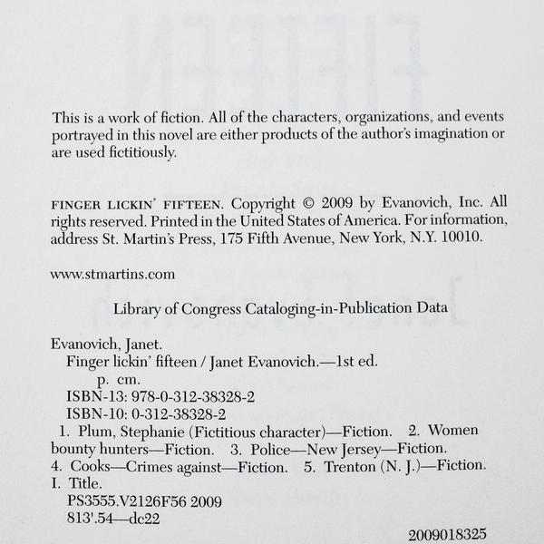 Finger Lickin' Fifteen By Janet Evanovich 2009 Hardcover St. Martin's Press