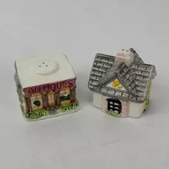 Vintage 2 Piece Antiques Store Ceramic Salt and Pepper Shaker Set