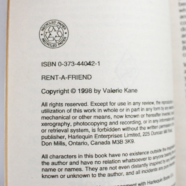 Harlequin Love & Laughter #42 Rent-A-Friend by Valerie Kirkwood 1998 PB