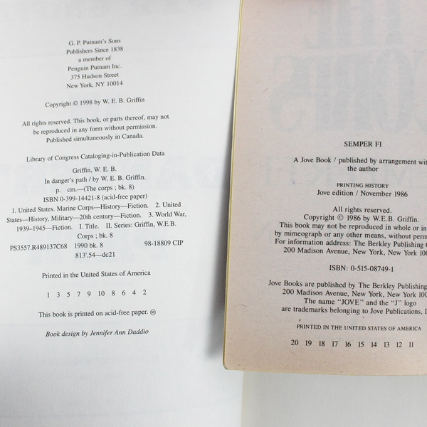 Lot Of 2 W.E.B Griffin War Paperback & Hardcover Books 1986, 1998