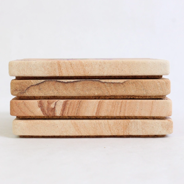 Set of 4 Hand-Painted Southwestern Scene Coasters 3.5"