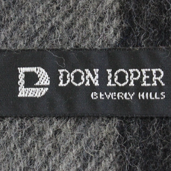 Vintage Don Loper Gray and Red Plaid Scarf with Fringe 11" x 49"