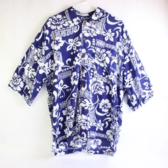 NWT Far Away Imports Blue and White Hawaiian Shirt Men's XL