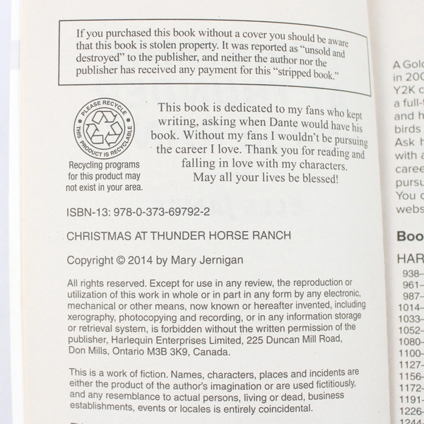 Harlequin Intrigue Novel Christmas at Thunder Horse Ranch by Elle James 2014 PB