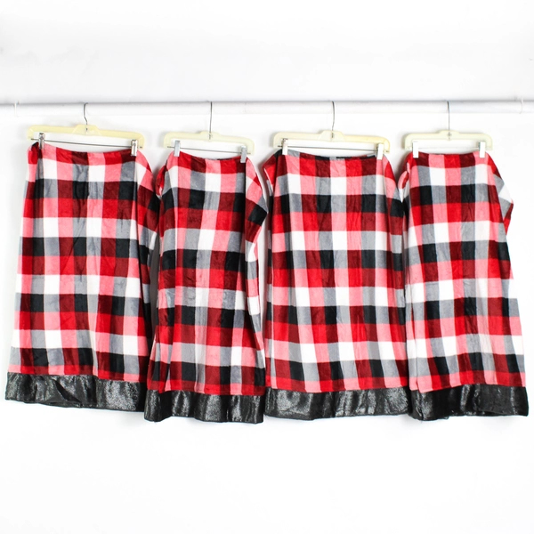 6 Piece Set Warm + Cozy Black & Red Checked Fuzzy Bedding Full Size
