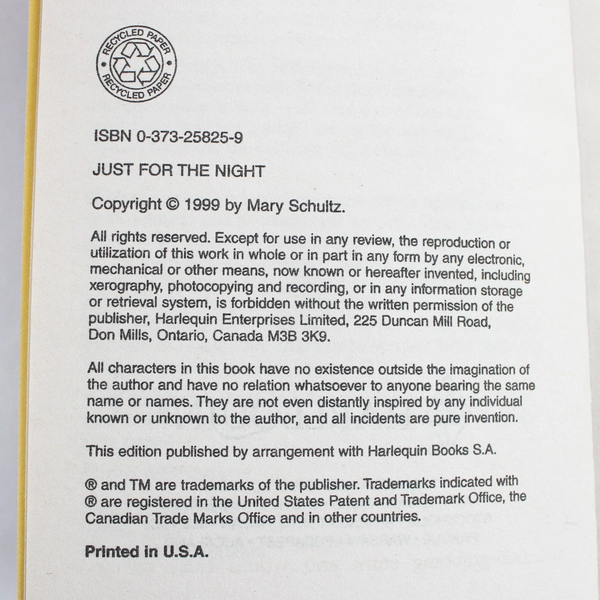 Harlequin Temptation #725 Just For The Night by Leandra Logan 1999 Paperback