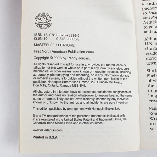 Harlequin Presents Uncut Larger Print #2571 Master of Pleasure Penny Jordan 2006