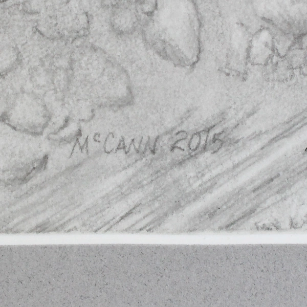 Gordon McCann Framed & Matted Beach-Themed Original Graphite Drawing 18" x 22"