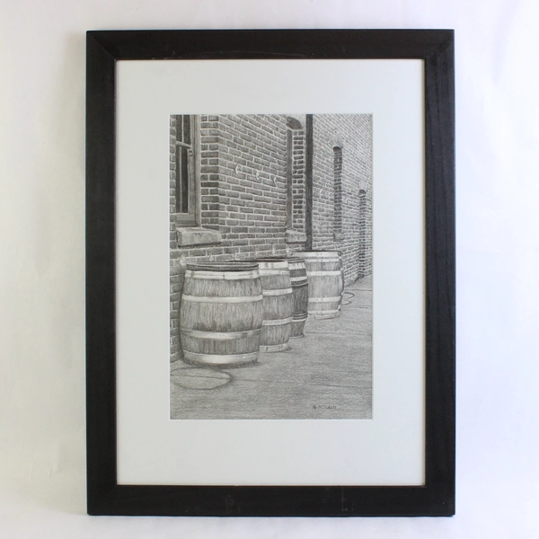 Empties by Gordon McCann Framed & Matted Original Graphite Drawing 23.5" x 18"