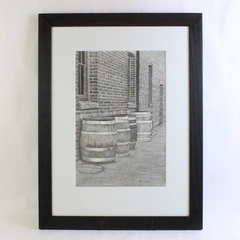 Empties by Gordon McCann Framed & Matted Original Graphite Drawing 23.5" x 18"