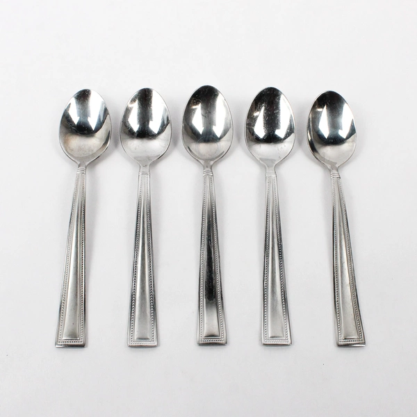 Set of 5 Pfaltzgraff Miranda Sand Stainless Steel Teaspoons