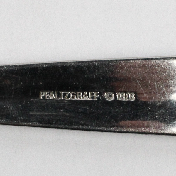 2 Pc Set Pfaltzgraff Miranda Sand Stainless Steel Pierced Serving Spoon & Fork