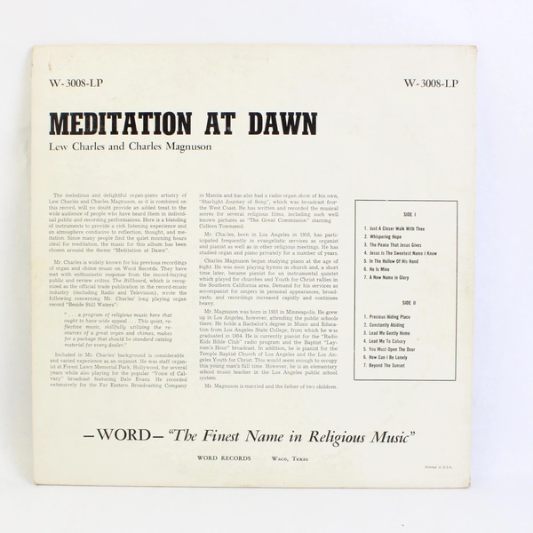 Lew Charles And Charles Magnuson Meditation At Dawn LP Record