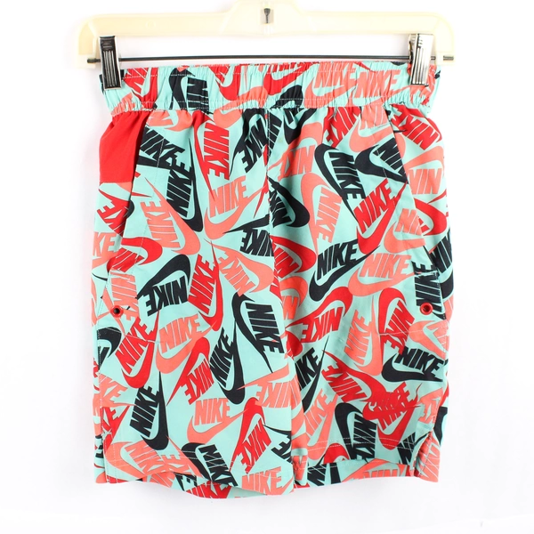 Nike Orange and Green Standard Fit Swim Trunks Boys' Size Small