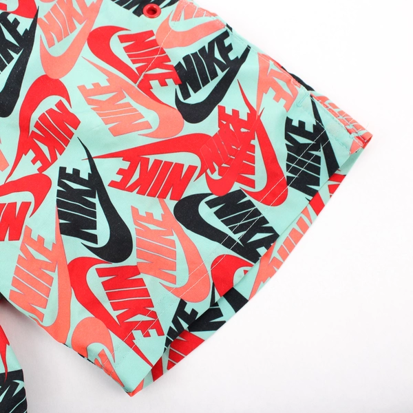 Nike Orange and Green Standard Fit Swim Trunks Boys' Size Small