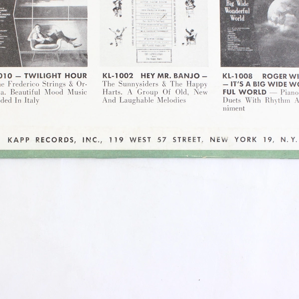 Roger Williams Vinyl LP Record 1956 Kapp Records Jazz Pop 33RPM