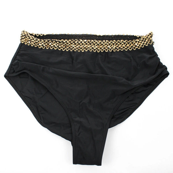 Black Two-Piece Bikini Swimsuit with Gold Accents Women's Large