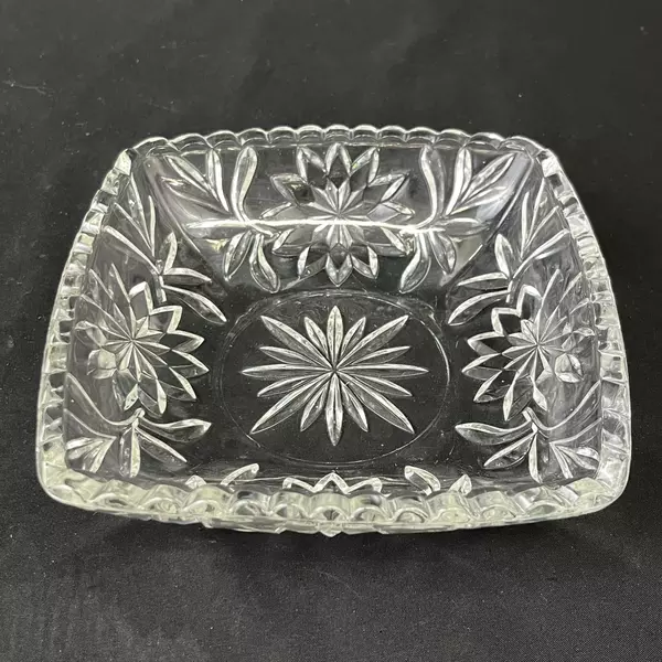 Vintage Hazel Atlas 1960s Prescut Square Clear Glass Bowl 6.25 Inch