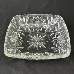 Vintage Hazel Atlas 1960s Prescut Square Clear Glass Bowl 6.25 Inch