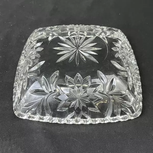 Vintage Hazel Atlas 1960s Prescut Square Clear Glass Bowl 6.25 Inch