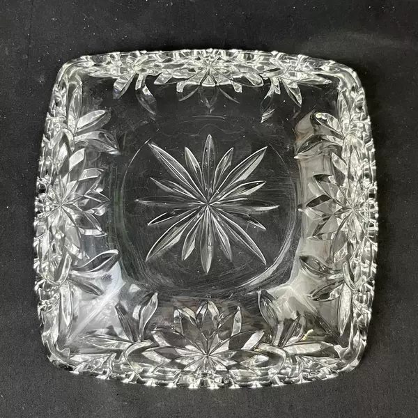 Vintage Hazel Atlas 1960s Prescut Square Clear Glass Bowl 6.25 Inch