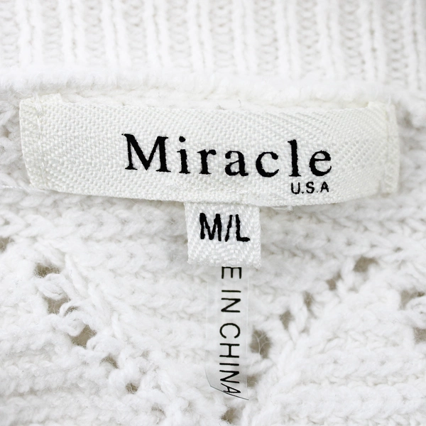 Miracle White V-Neck Oversized Knit Sweater Women's Size M/L