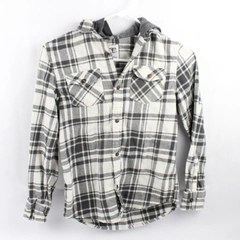Sonoma Gray and Off-White Hooded Button-Up Boys' Size Medium