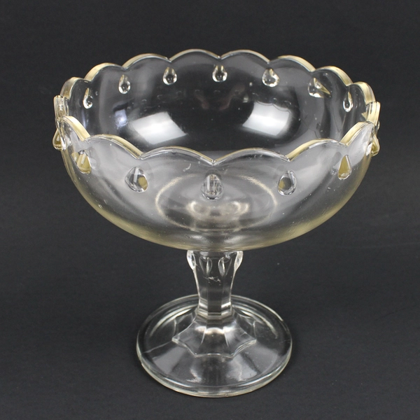 Vintage 1960s Indiana Glass Clear Teardrop Compote Candy Dish 7.5"