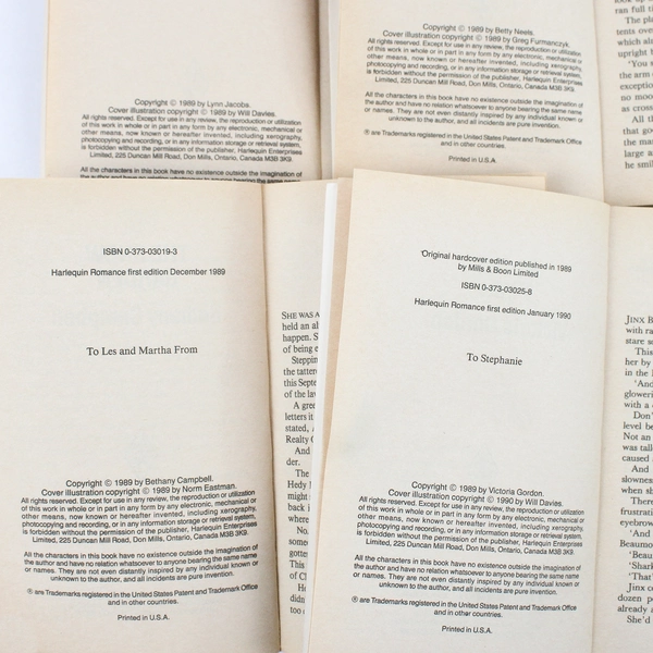 Lot of 4 Vintage Harlequin Romance Novels 1989 & 1990 Paperback