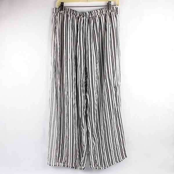 Boom Boom Jeans Black and White Striped Tie Waist Pants Women's Size Large