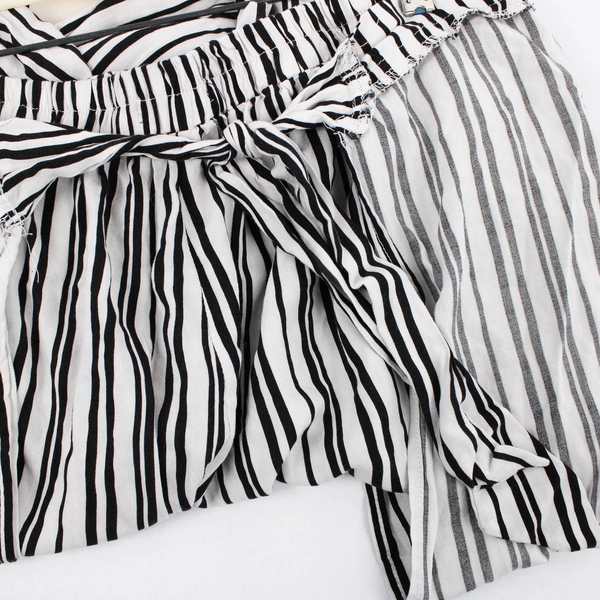 Boom Boom Jeans Black and White Striped Tie Waist Pants Women's Size Large