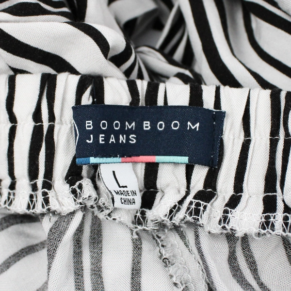 Boom Boom Jeans Black and White Striped Tie Waist Pants Women's Size Large