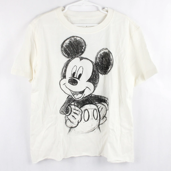 Disney Mickey Mouse Cropped White Graphic T-Shirt Women's XS