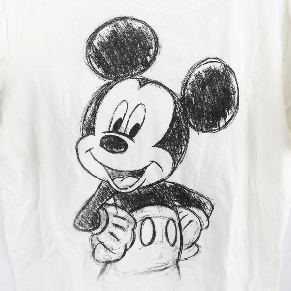 Disney Mickey Mouse Cropped White Graphic T-Shirt Women's XS