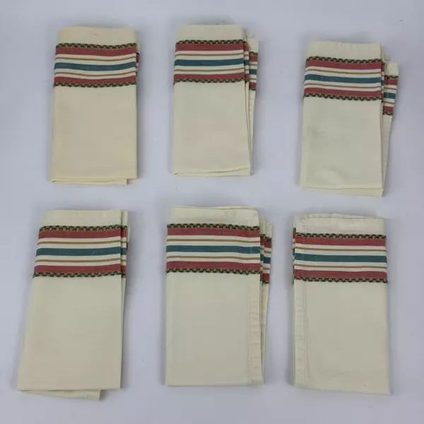 Lot of 6 Really by Carson Yellow Cotton Table Napkins With Stripes