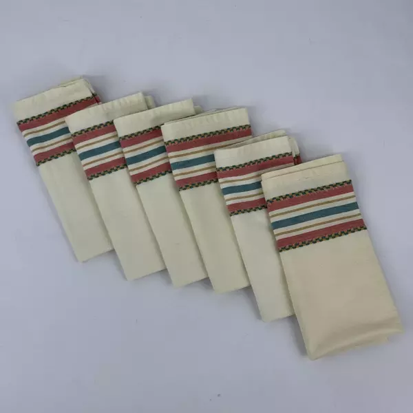 Lot of 6 Really by Carson Yellow Cotton Table Napkins With Stripes