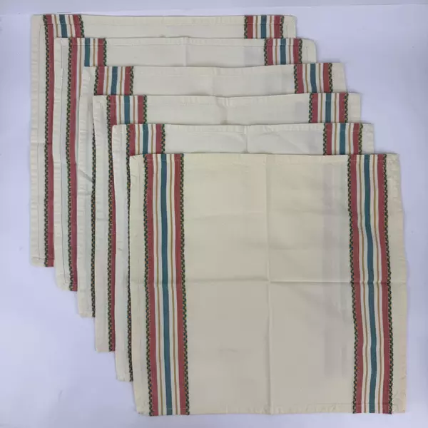 Lot of 6 Really by Carson Yellow Cotton Table Napkins With Stripes