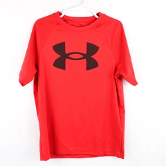 Under Armor Red Loose Fit Athletic Short-Sleeve T-Shirt Boys' Size Small