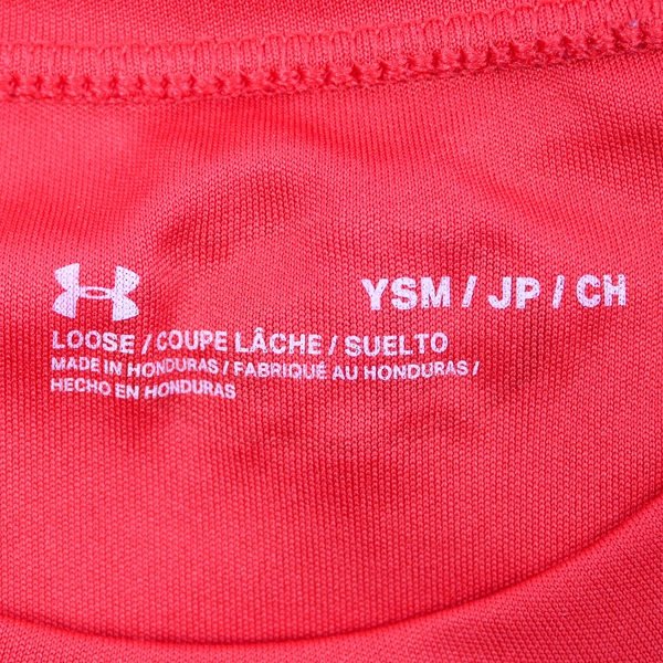 Under Armor Red Loose Fit Athletic Short-Sleeve T-Shirt Boys' Size Small