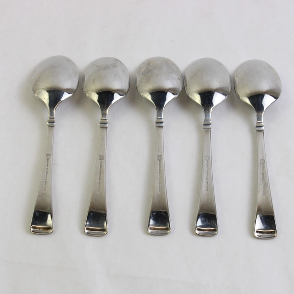 Lot Of 5 J A Henckels (Zwilling) Angelico (Stainless) Flatware Soup Spoons