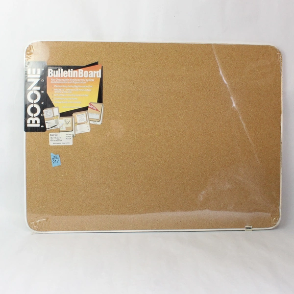 Boone Cork Bulletin Boards 16.7" x 22.5" White Plastic Frame Rectangle